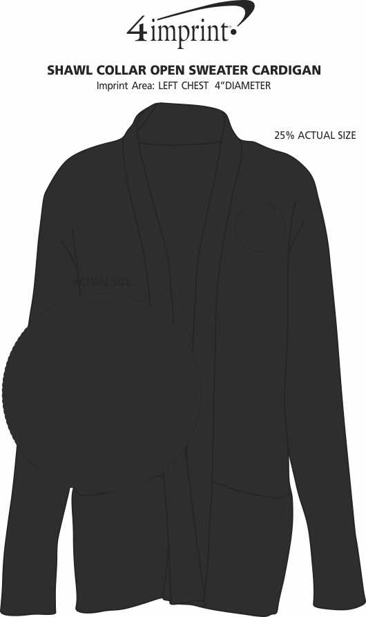 Imprint Area of Shawl Collar Open Sweater Cardigan