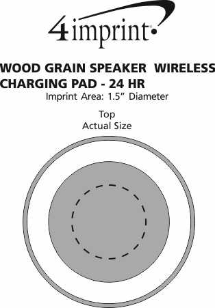 Imprint Area of Wood Grain Speaker and Wireless Charging Pad - 24 hr