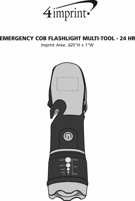 Imprint Area of Emergency COB Flashlight Multi-Tool - 24 hr