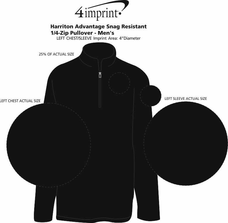 Imprint Area of Harriton Advantage Snag Resistant 1/4-Zip Pullover - Men's