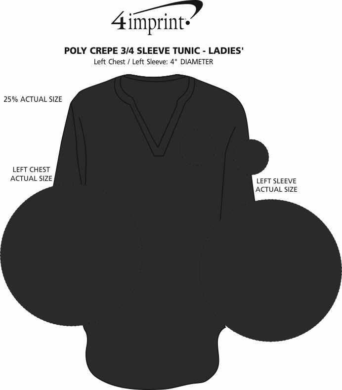 Imprint Area of Poly Crepe 3/4 Sleeve Tunic - Ladies'