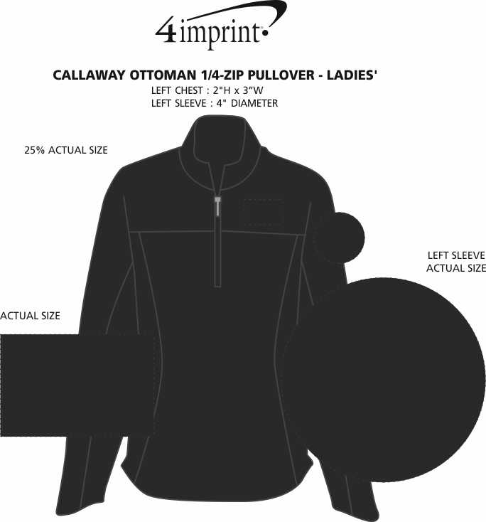 Imprint Area of Callaway Ottoman 1/4-Zip Pullover - Ladies'