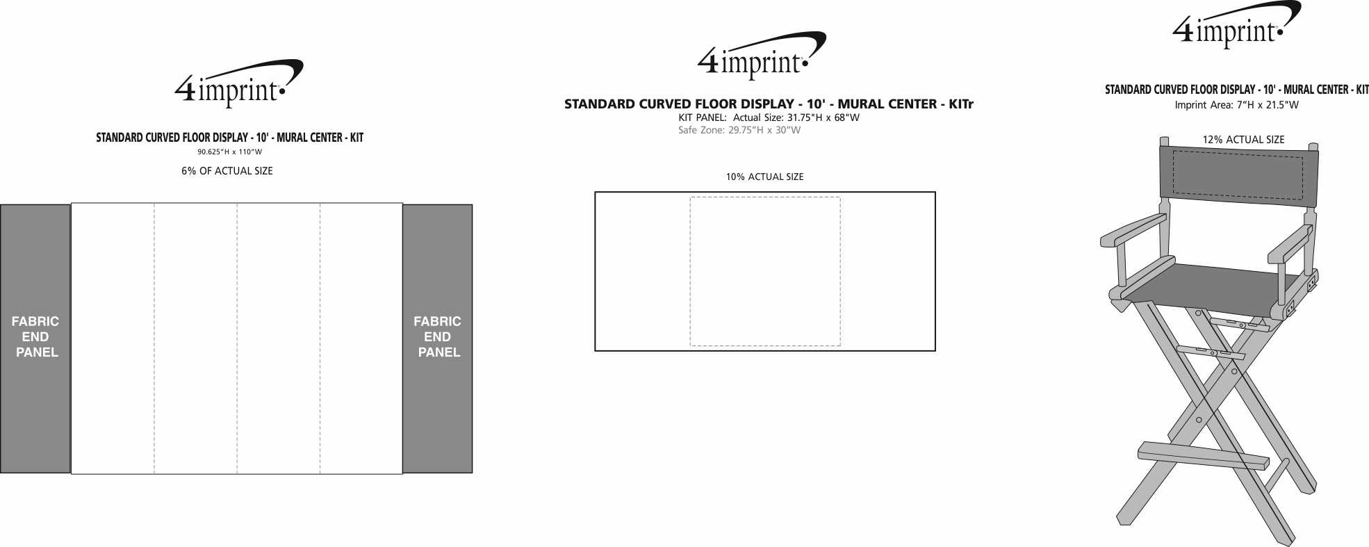 Imprint Area of Standard Curved Floor Display - 10' - Mural Center - Kit