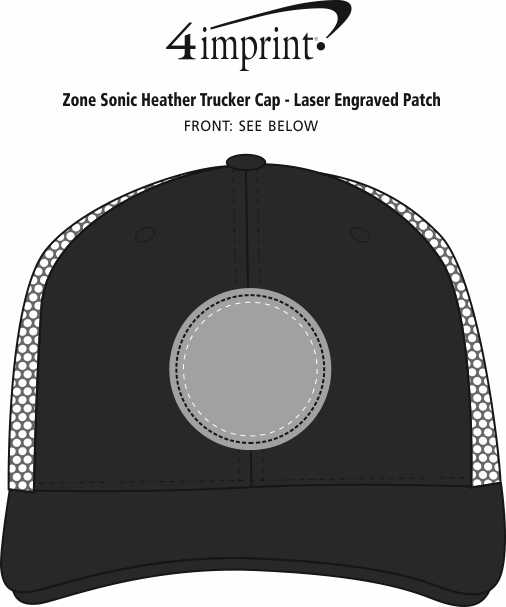 Imprint Area of Zone Sonic Heather Trucker Cap - Laser Engraved Patch