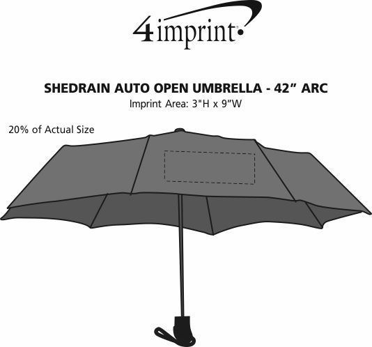 Imprint Area of ShedRain Auto Open Umbrella - 42" Arc