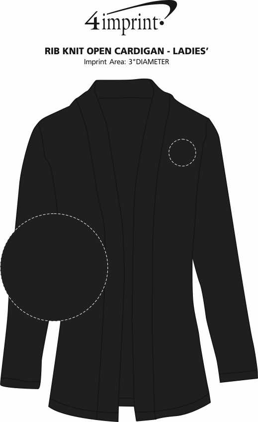 Imprint Area of Rib Knit Open Cardigan - Ladies'