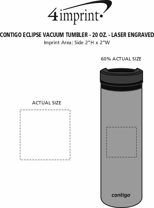 Imprint Area of Contigo Eclipse Vacuum Tumbler - 20 oz. - Laser Engraved
