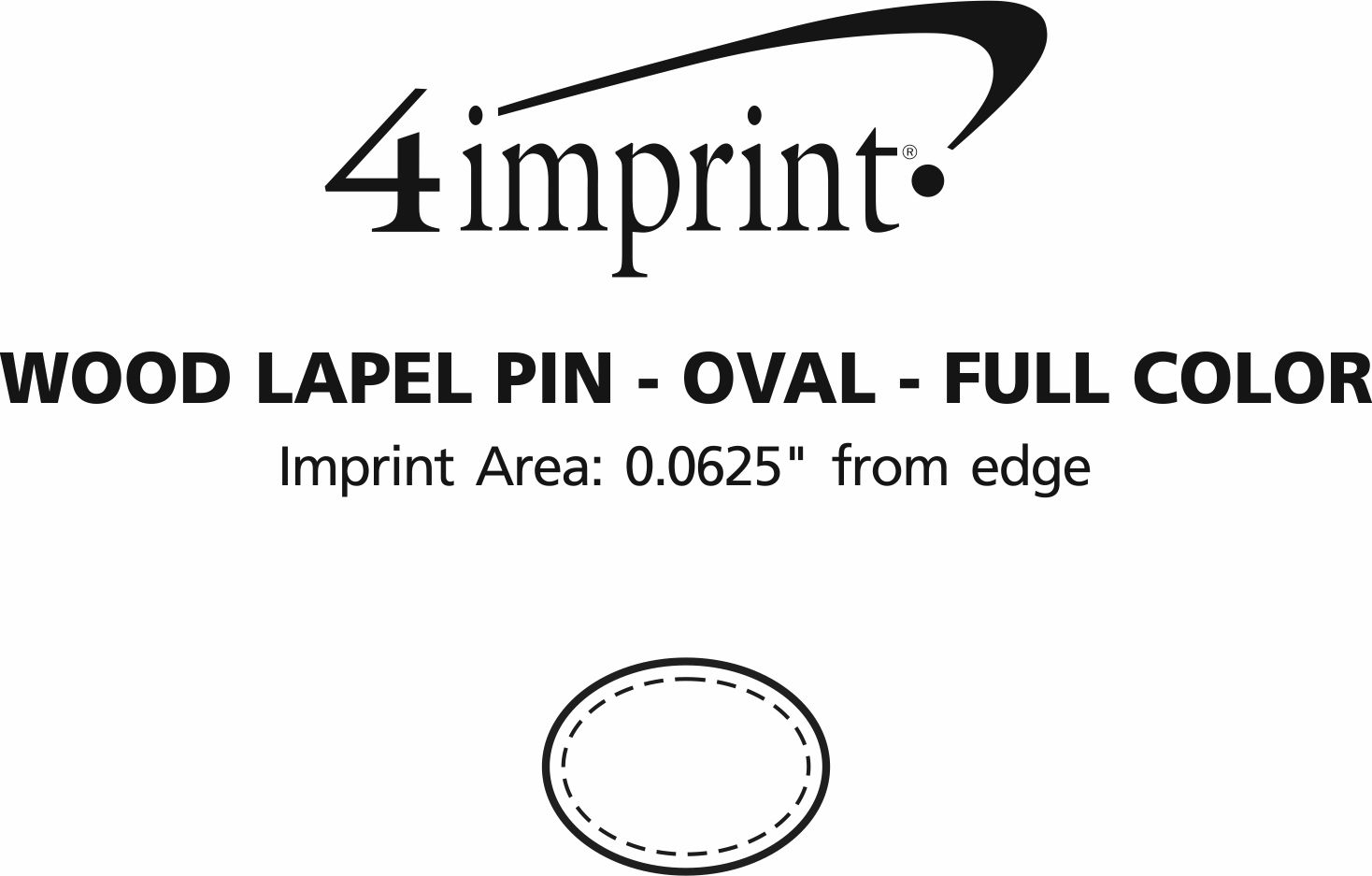 Imprint Area of Wood Lapel Pin - Oval - Full Color