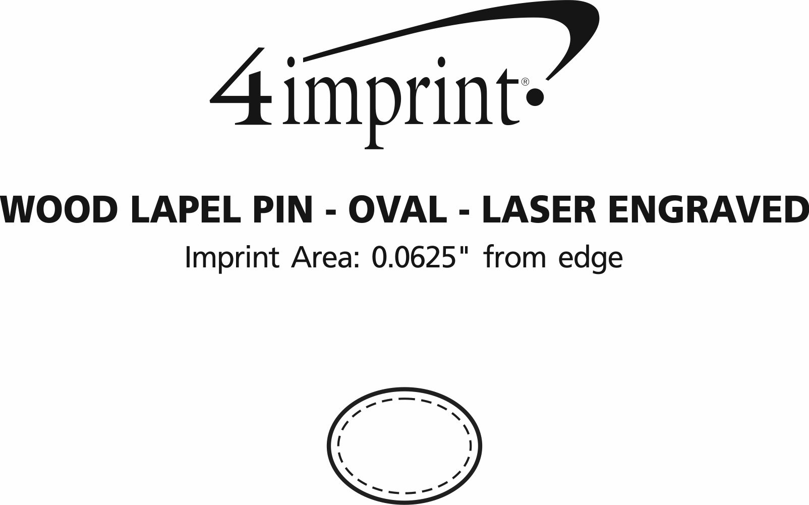 Imprint Area of Wood Lapel Pin - Oval - Laser Engraved