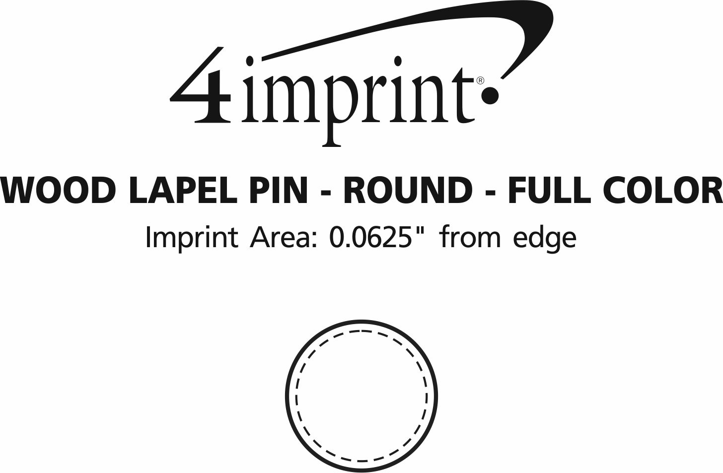 Imprint Area of Wood Lapel Pin - Round - Full Color