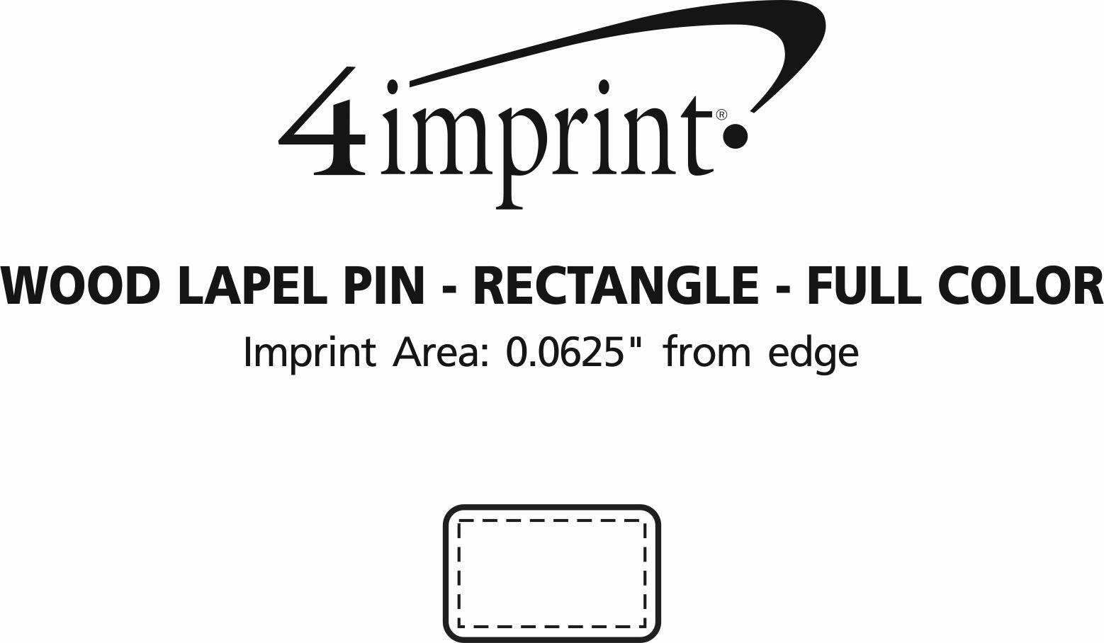 Imprint Area of Wood Lapel Pin - Rectangle - Full Color