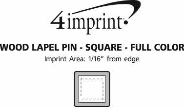 Imprint Area of Wood Lapel Pin - Square - Full Color