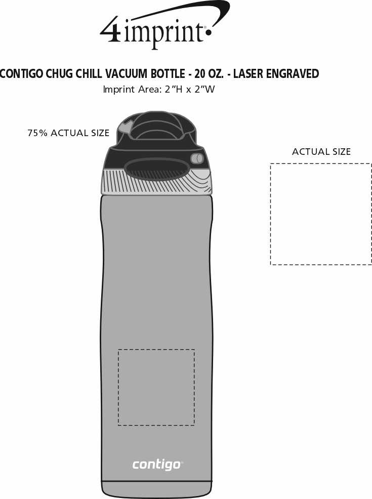 Imprint Area of Contigo Chug Chill Vacuum Bottle - 20 oz. - Laser Engraved