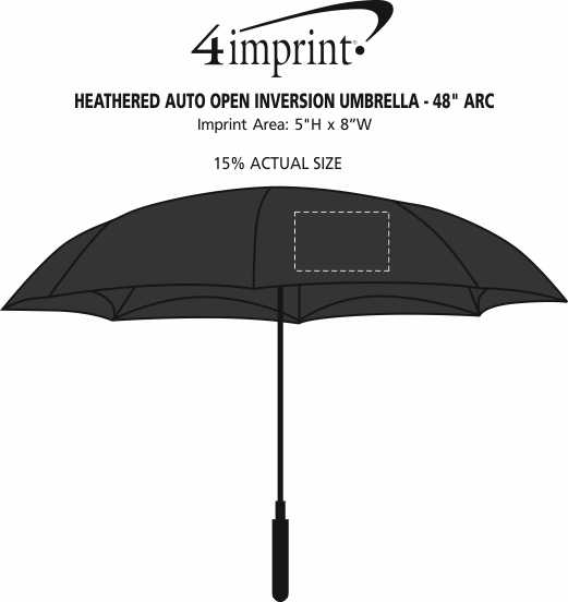 Imprint Area of Heathered Auto Open Inversion Umbrella - 48" Arc