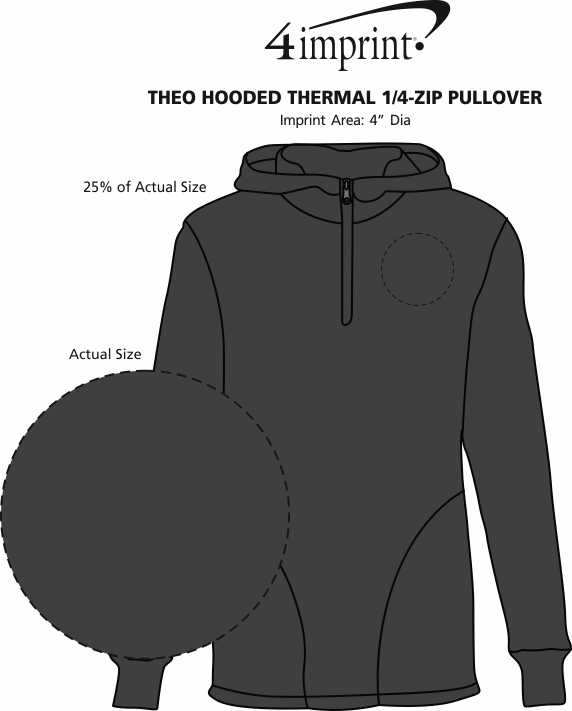 Imprint Area of Theo Hooded Thermal 1/4-Zip Pullover