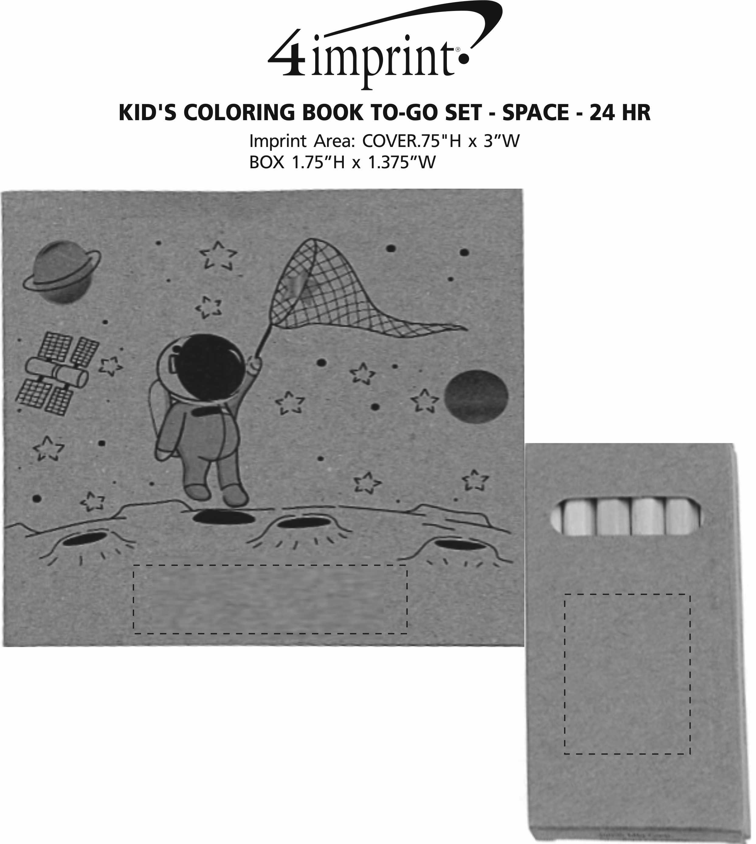 Imprint Area of Kid's Coloring Book To-Go Set - Space - 24 hr