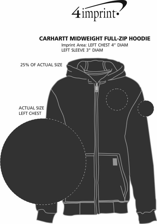 Imprint Area of Carhartt Midweight Full-Zip Hoodie