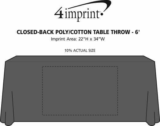 Imprint Area of Hemmed Closed-Back Poly/Cotton Table Throw - 6'