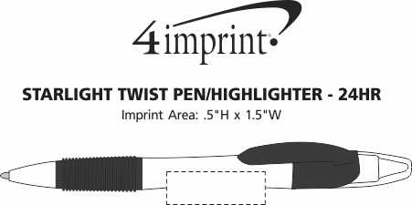 Imprint Area of Starlight Twist Pen/Highlighter - 24 hr