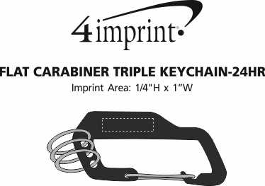 Imprint Area of Flat Carabiner Triple Keychain - 24 hr