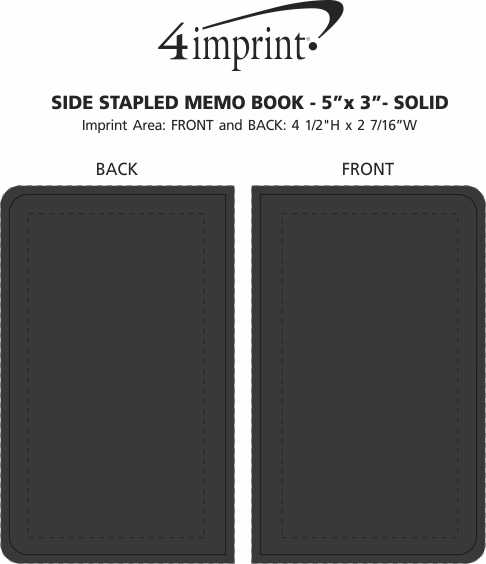 Imprint Area of Side Stapled Memo Book - 5" x 3" - Solid