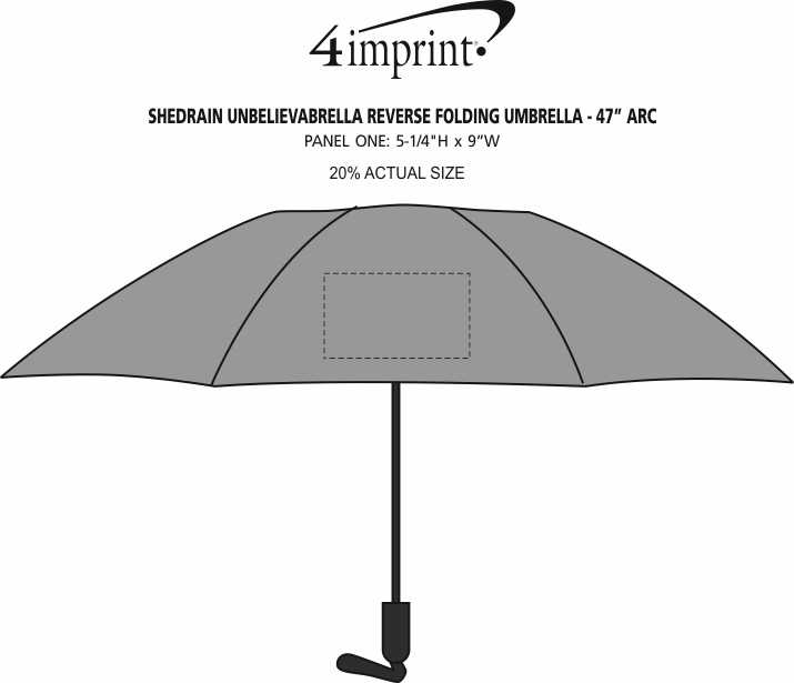 Imprint Area of ShedRain UnbelievaBrella Reverse Folding Umbrella - 47" Arc
