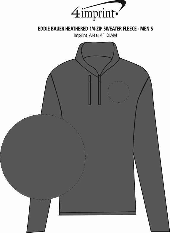 Imprint Area of Eddie Bauer Heathered 1/4-Zip Sweater Fleece - Men's