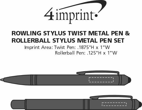 Imprint Area of Rowling Stylus Twist Metal Pen & Rollerball Stylus Metal Pen Set