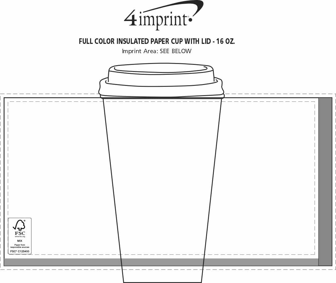 Imprint Area of Full Color Insulated Paper Cup with Lid - 16 oz.