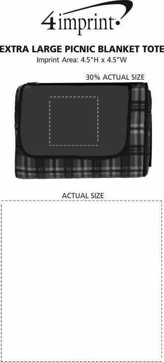 Imprint Area of Extra Large Picnic Blanket Tote