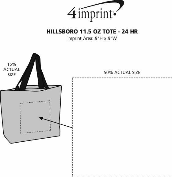 Imprint Area of Hillsboro 11.5 oz Tote - 24 hr