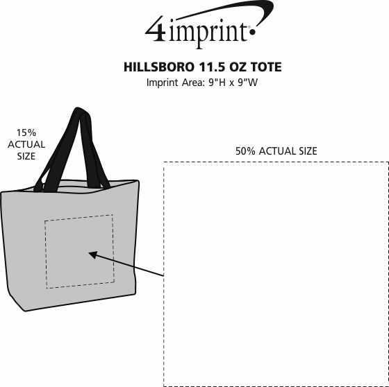 Imprint Area of Hillsboro 11.5 oz Tote