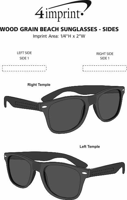 Imprint Area of Wood Grain Beach Sunglasses - Sides