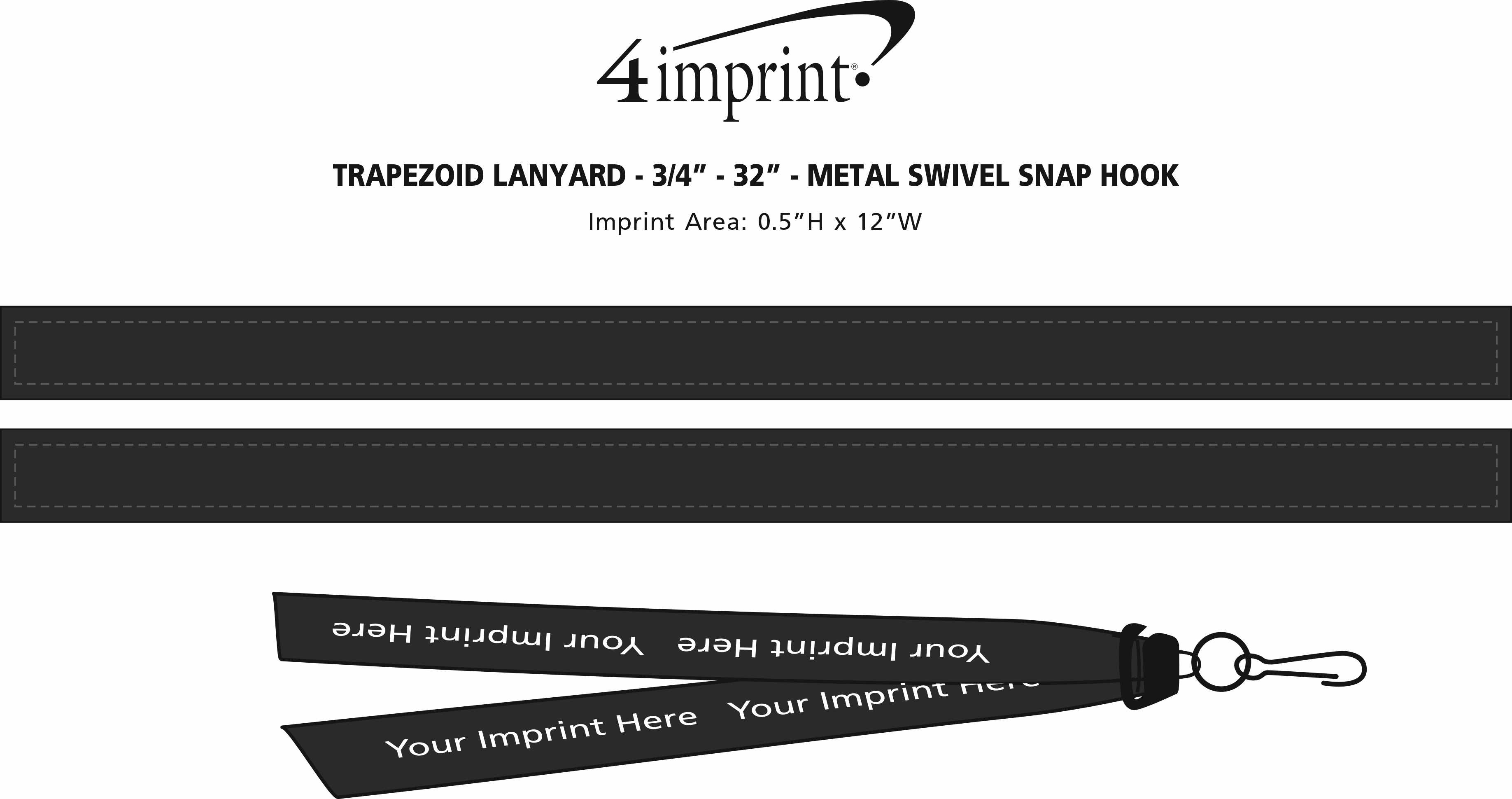 Imprint Area of Trapezoid Lanyard - 3/4" - 32" - Metal Swivel Snap Hook