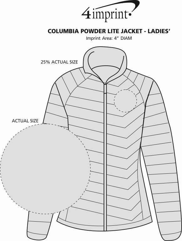 Imprint Area of Columbia Powder Lite Jacket - Ladies'