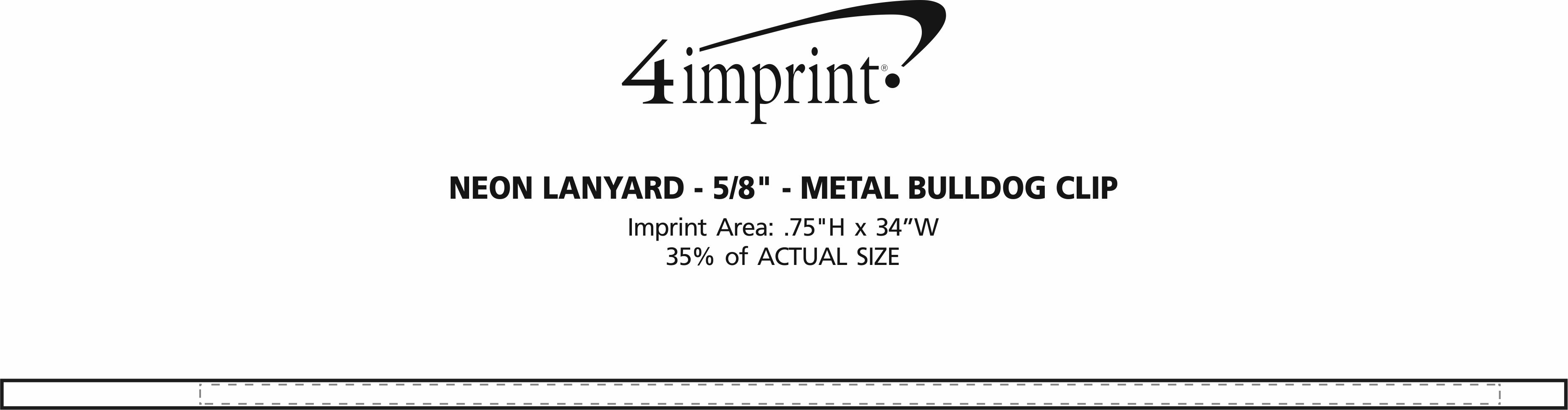 Imprint Area of Neon Lanyard - 5/8" - Metal Bulldog Clip