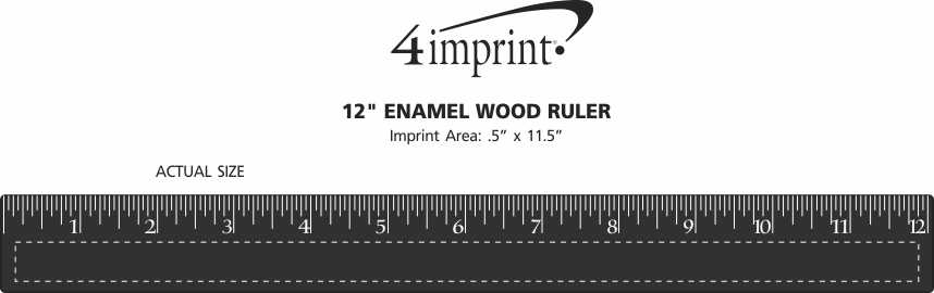 Imprint Area of 12" Enamel Wood Ruler
