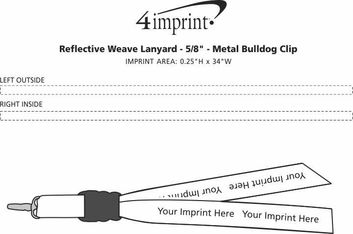 Imprint Area of Reflective Weave Lanyard - 5/8" - Metal Bulldog Clip