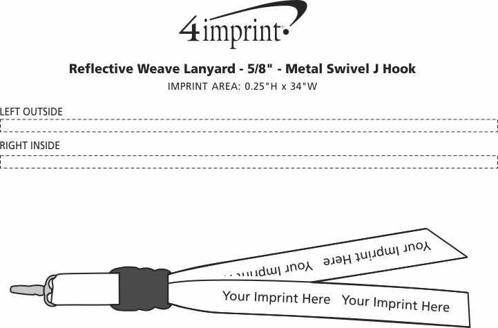 Imprint Area of Reflective Weave Lanyard - 5/8" - Metal Swivel J Hook