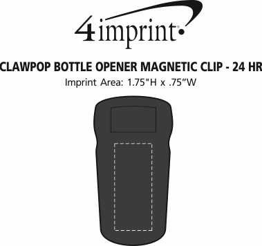 Imprint Area of Clawpop Bottle Opener Magnetic Clip - 24 hr