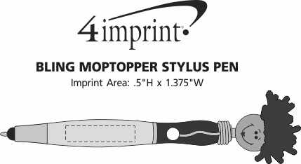 Imprint Area of Bling MopTopper Stylus Pen