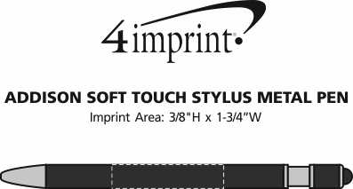 Imprint Area of Addison Soft Touch Stylus Metal Pen
