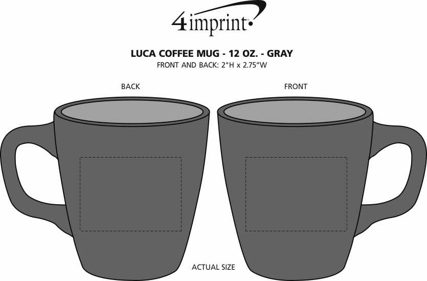 Imprint Area of Luca Coffee Mug - 12 oz. - Gray