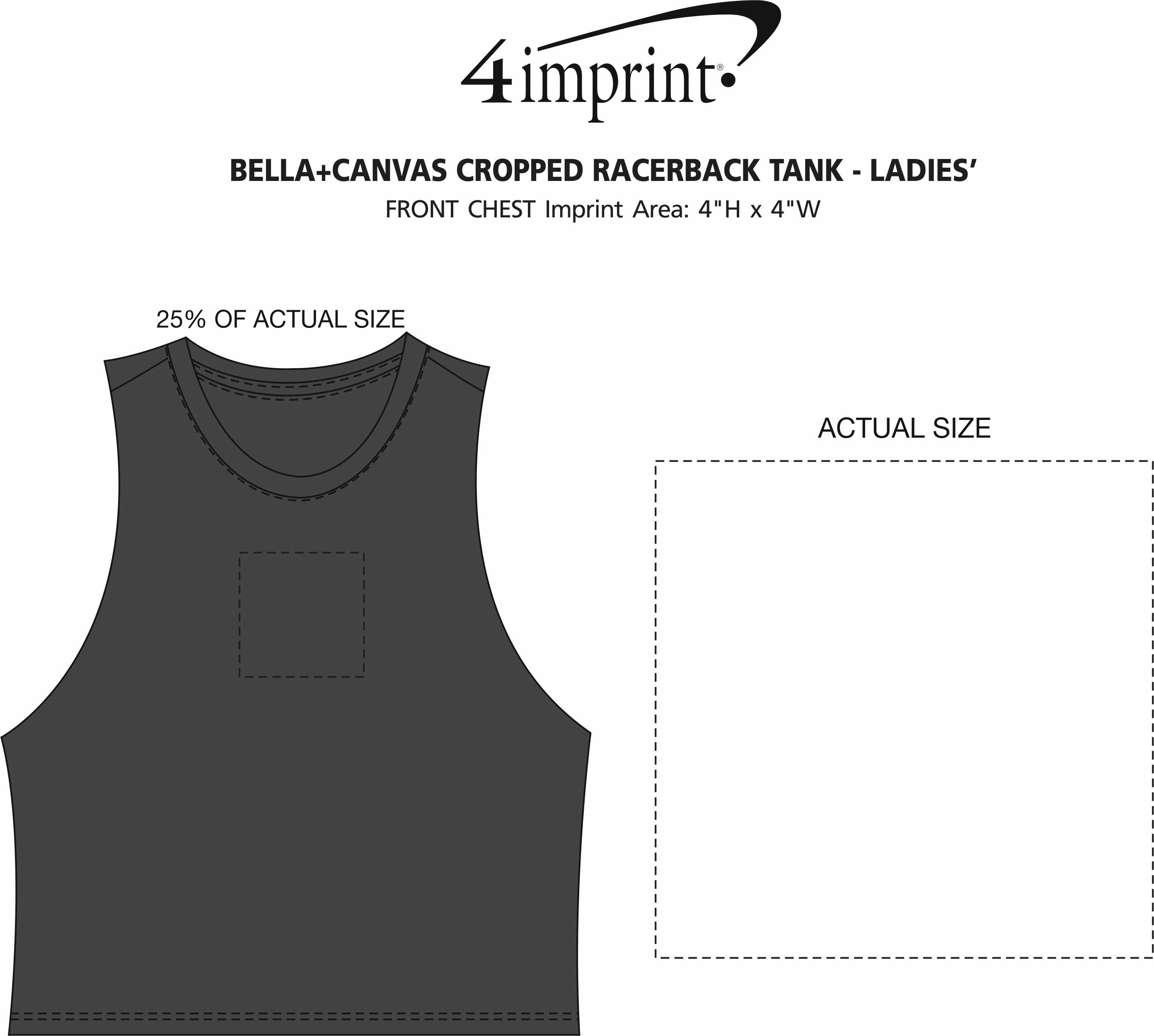 Imprint Area of Bella+Canvas Cropped Racerback Tank - Ladies'
