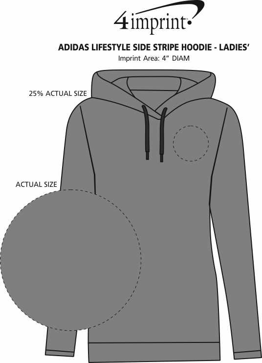 Imprint Area of adidas Lifestyle Side Stripe Hoodie - Ladies'