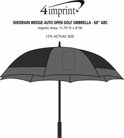 Imprint Area of ShedRain Wedge Auto Open Golf Umbrella - 60" Arc