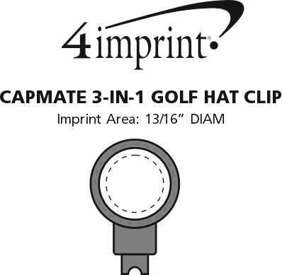 Imprint Area of Capmate 3-in-1 Golf Hat Clip