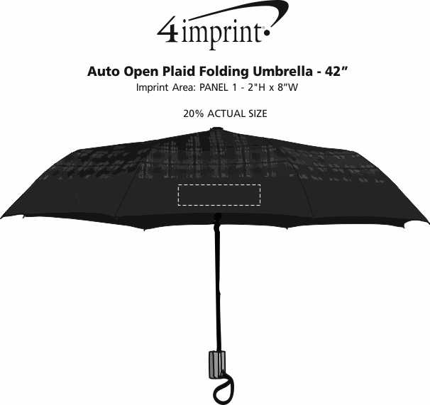 Imprint Area of Auto Open Plaid Folding Umbrella - 42"