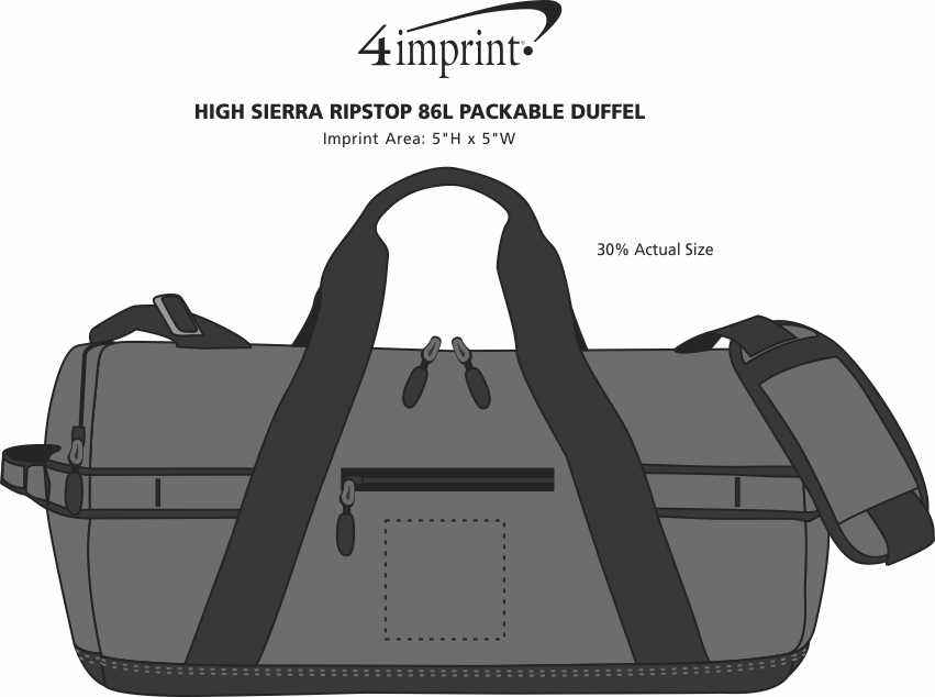 Imprint Area of High Sierra Ripstop 86L Packable Duffel