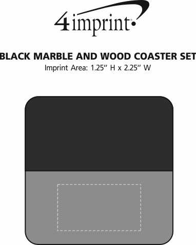 Imprint Area of Black Marble and Wood Coaster Set
